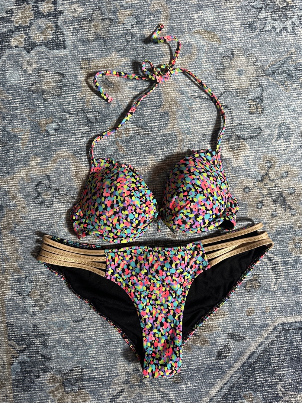 Victoria's Secret Neon Confetti Push-Up Bikini Set - Multicolor